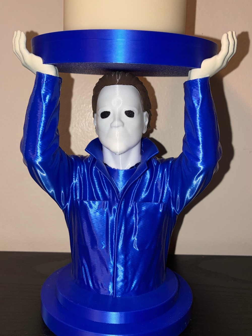 Blue Michael Myers Candle Holder Statue - Horror Party Décor